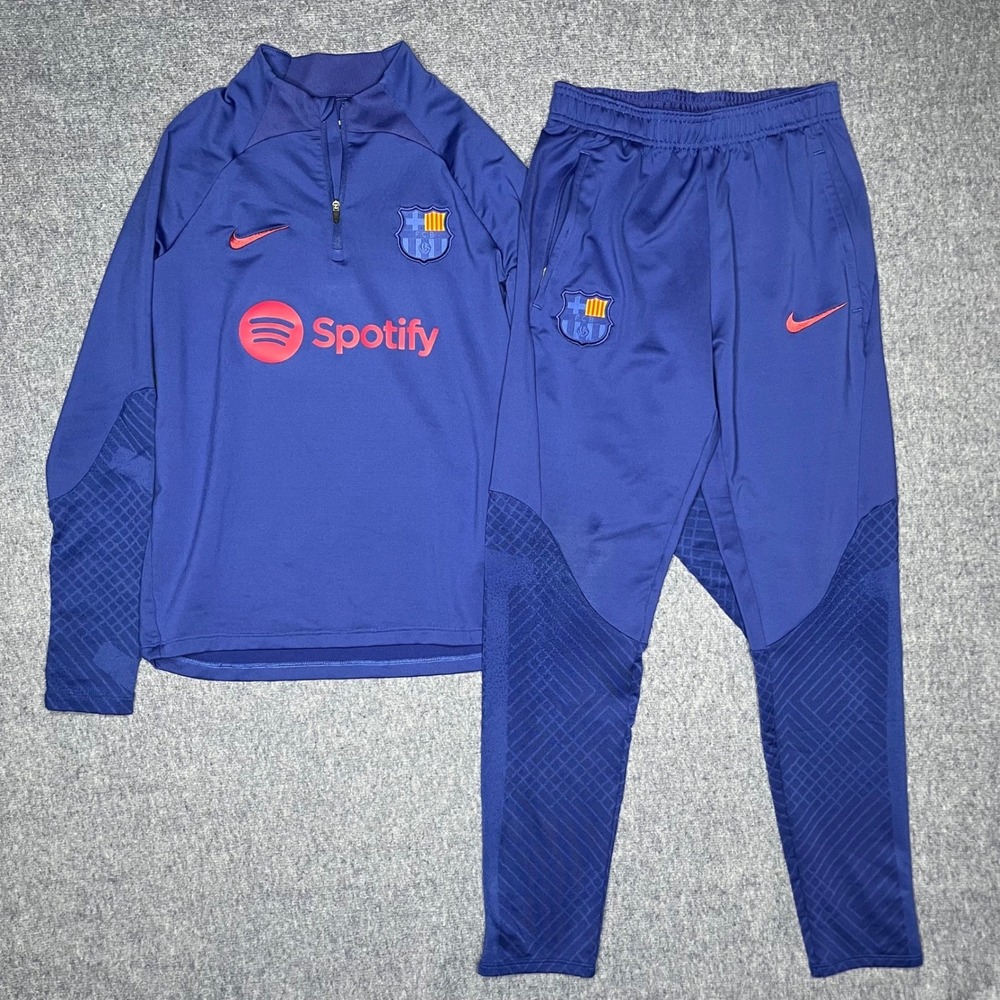 Nike Kids FC Barcelona Dri-FIT Strike Tracksuit Blue Red Size L Quarter Zip